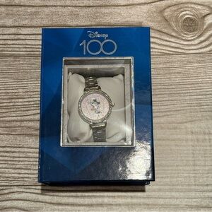 Disney 100 Minnie Mouse Watch New In Box Silver Glitter Anniversary